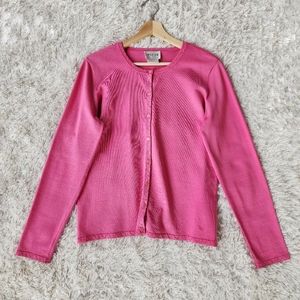 Oscar De La Renta Silk Blend Barbie Pink Button Down Carigan‎ Top